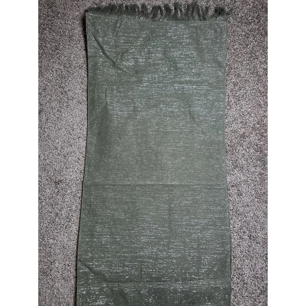 Tahari Home Green Shimmer Table Runner Fringe 86